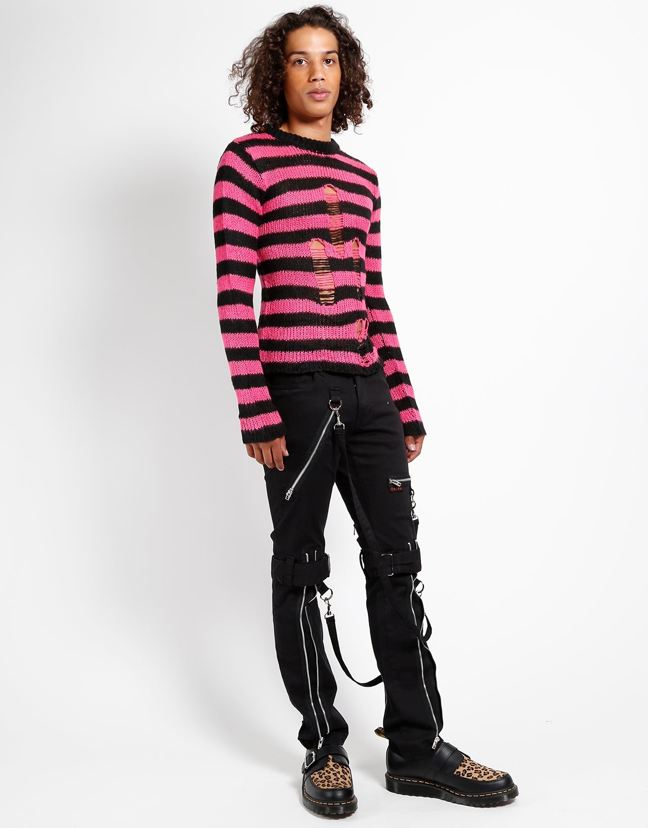 RAG STRIPE SWEATER PINK