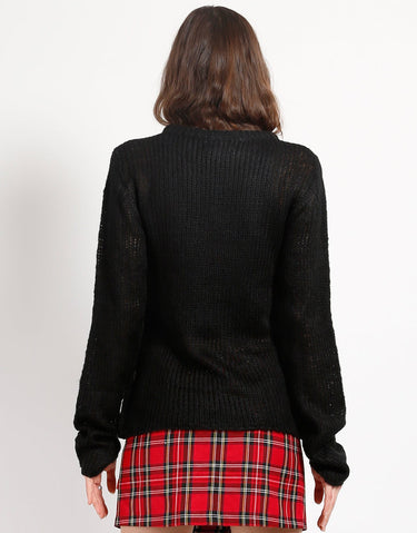 RAG STRIPE SWEATER BLACK