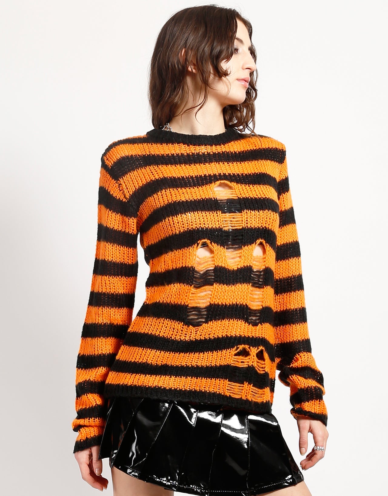 RAG STRIPE SWEATER ORANGE