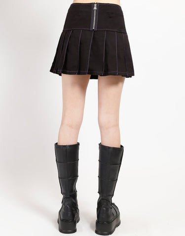 MUTLI EYELET PLEATED SKIRT PURPLE