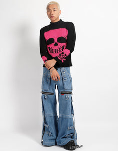 SKULL SWEATER PINK SKULL