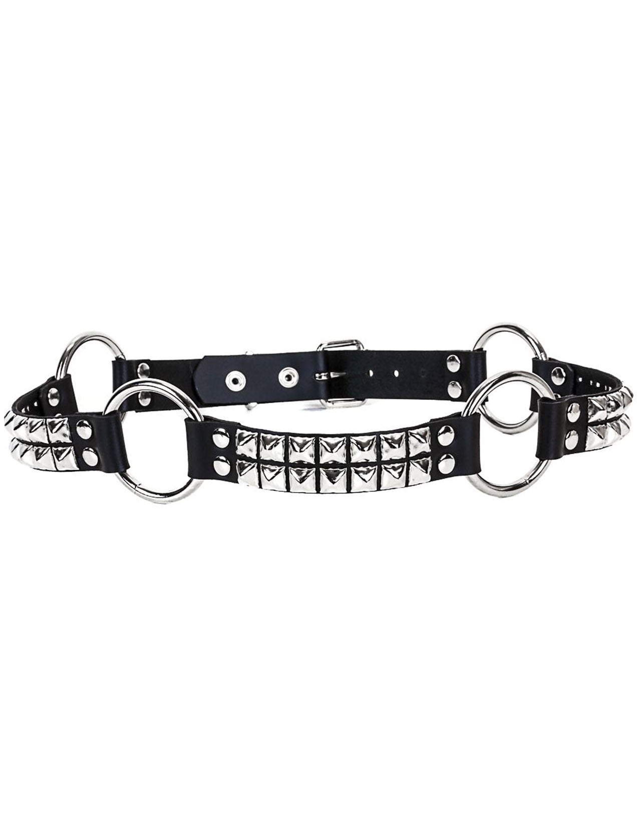 Black Sliver Belt - 2 Row Rings/Studs