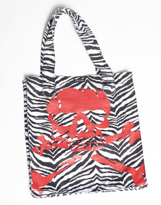 Big Skull Tote Bag Zebra Print