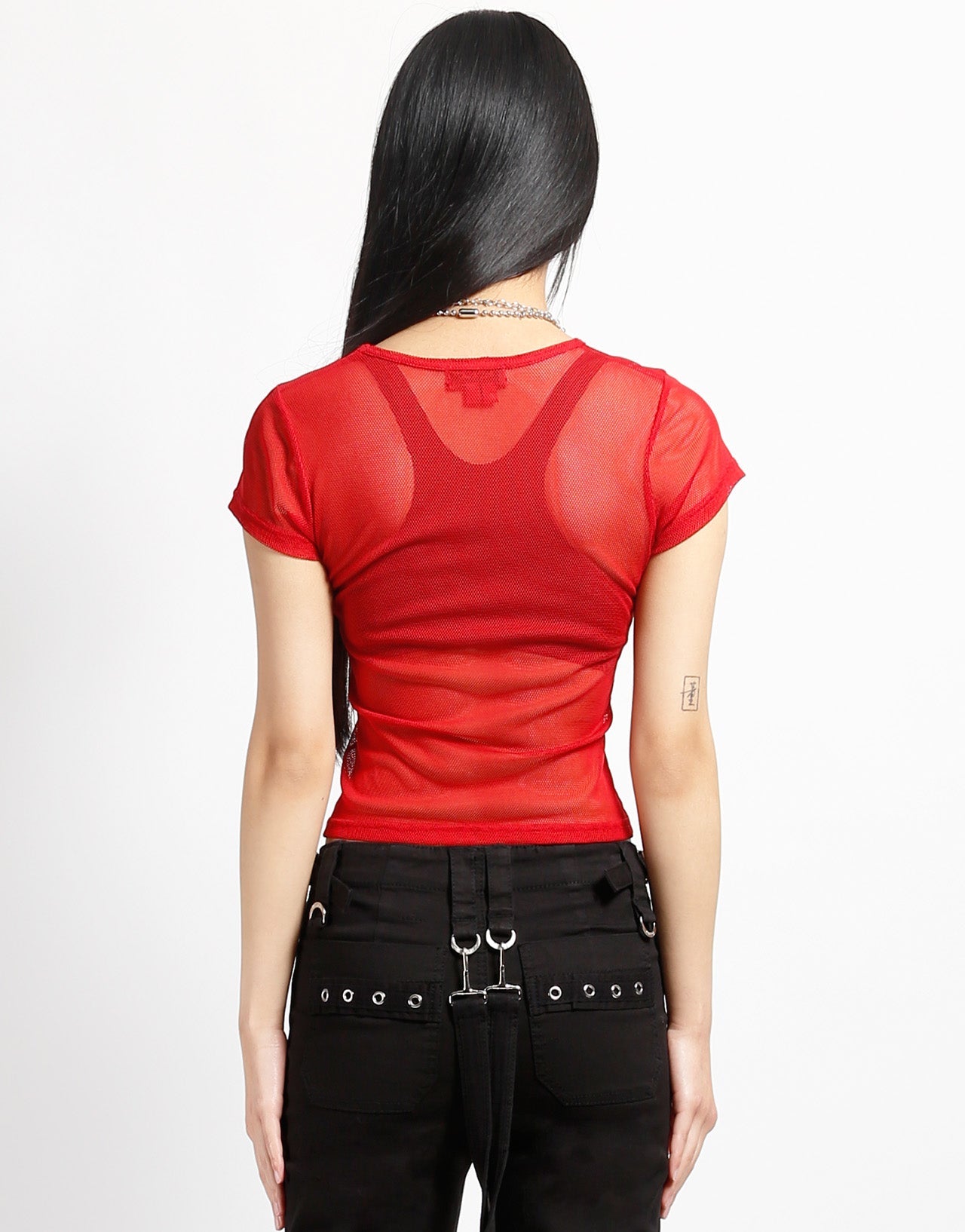 BABY TEE FISHNET RED