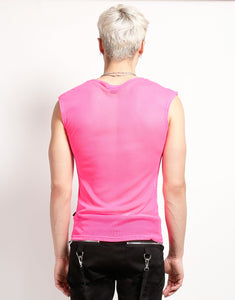 MUSCLE TANK FISHNET PINK