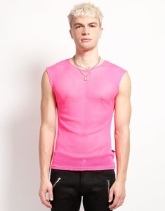 MUSCLE TANK FISHNET PINK