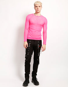 MENS LONG SLEEVE FISHNET PINK