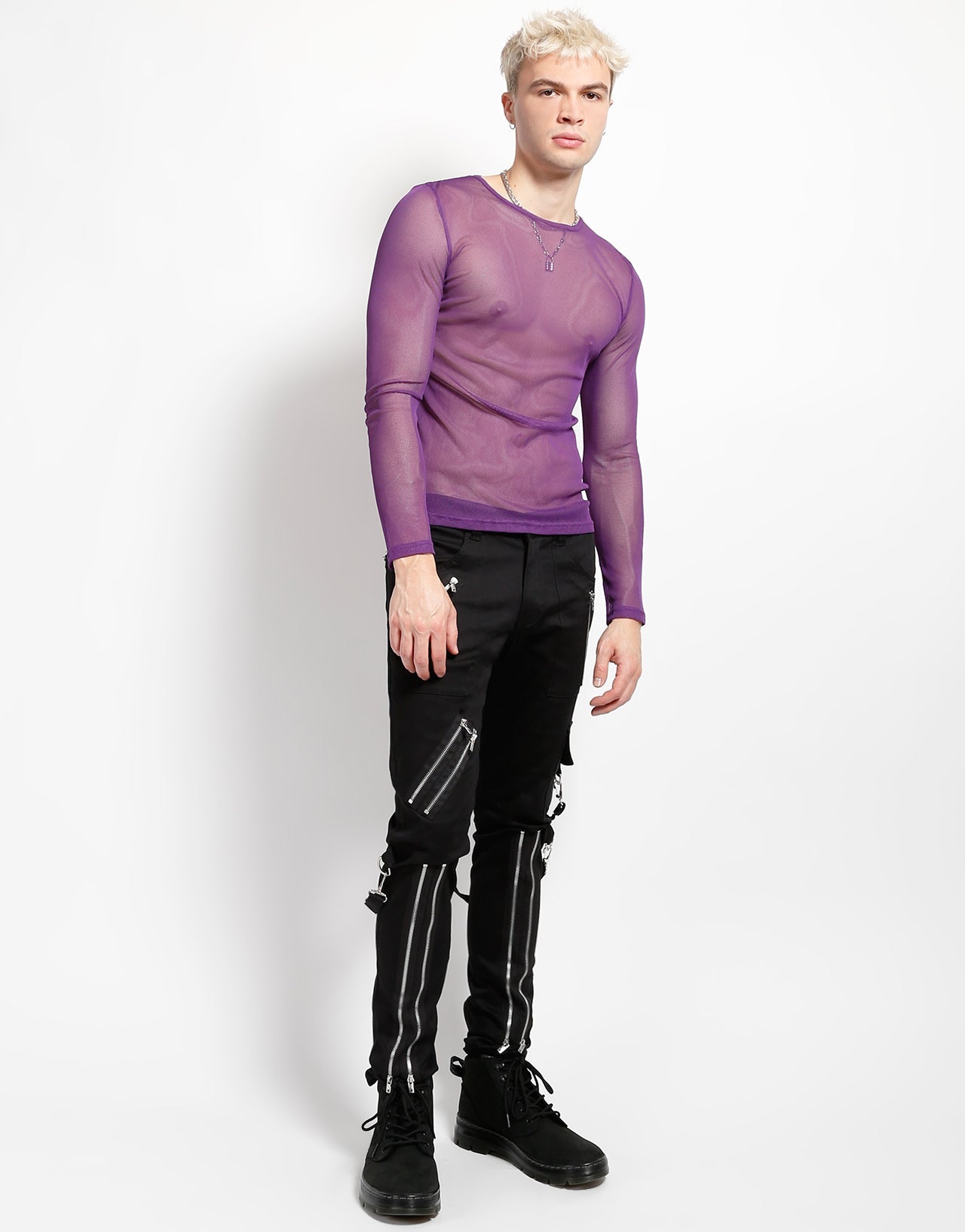 MENS LONG SLEEVE FISHNET PURPLE