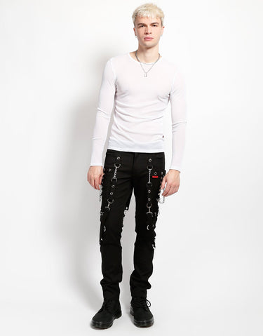 MENS LONG SLEEVE FISHNET WHITE