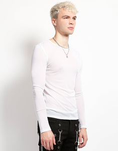 MENS LONG SLEEVE FISHNET WHITE