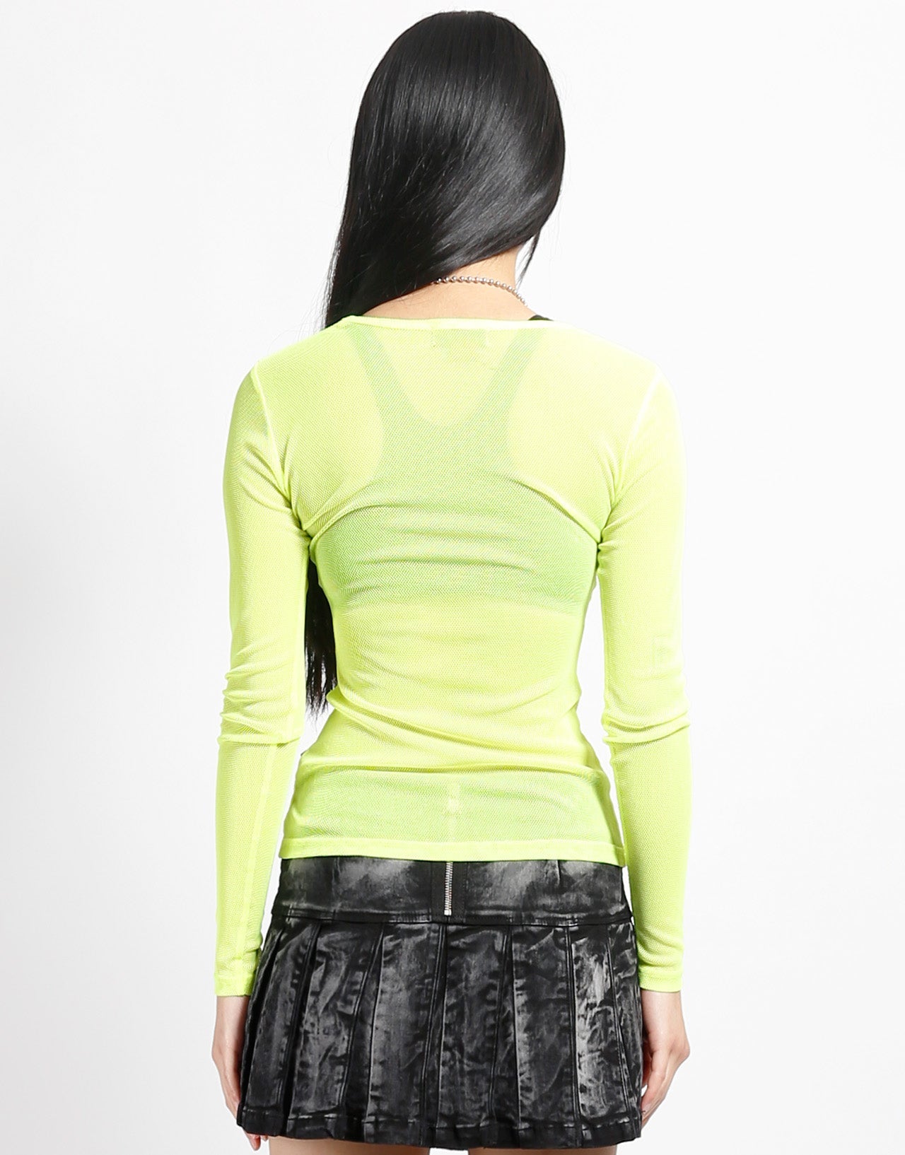 LADIES LONG SLEEVE FISHNET LIME