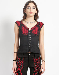 BO PEEP CAP SLEEVE CORSET RED