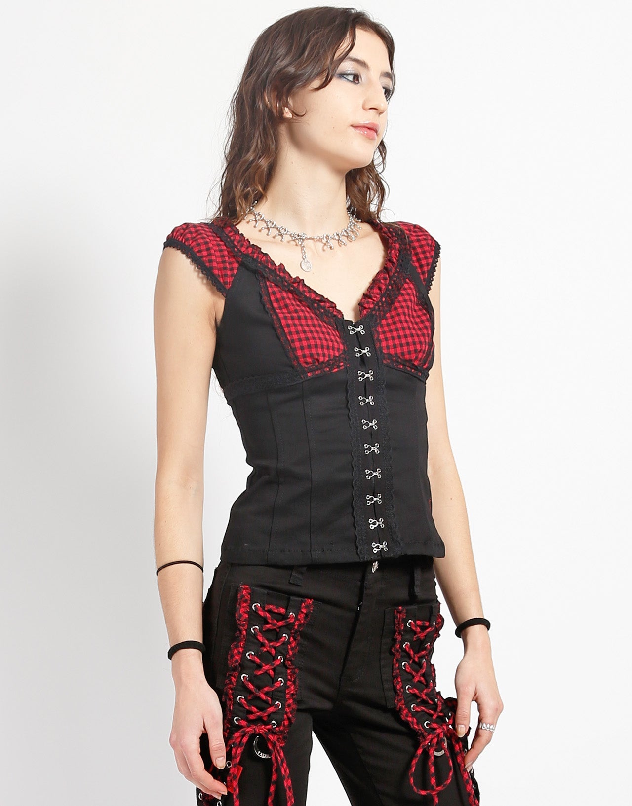 BO PEEP CAP SLEEVE CORSET RED