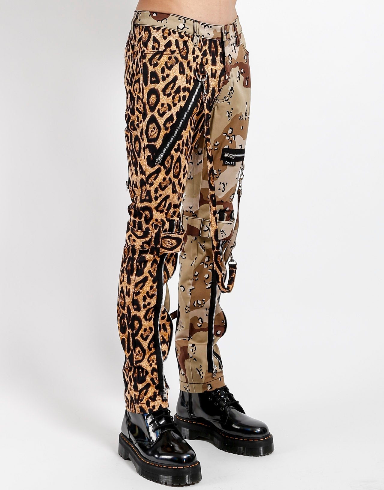 SPLIT LEG BONDAGE PANT LEOPARD AND SAND CAMO