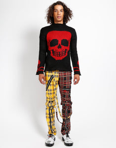 SPLIT LEG BONDAGE PANT YELLOW/BLACK PLAID