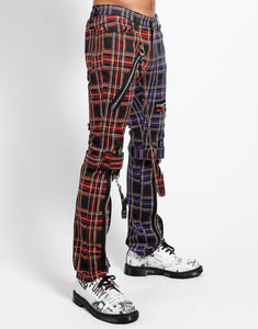 SPLIT LEG BONDAGE PANT BLACK/PURPLE PLAID