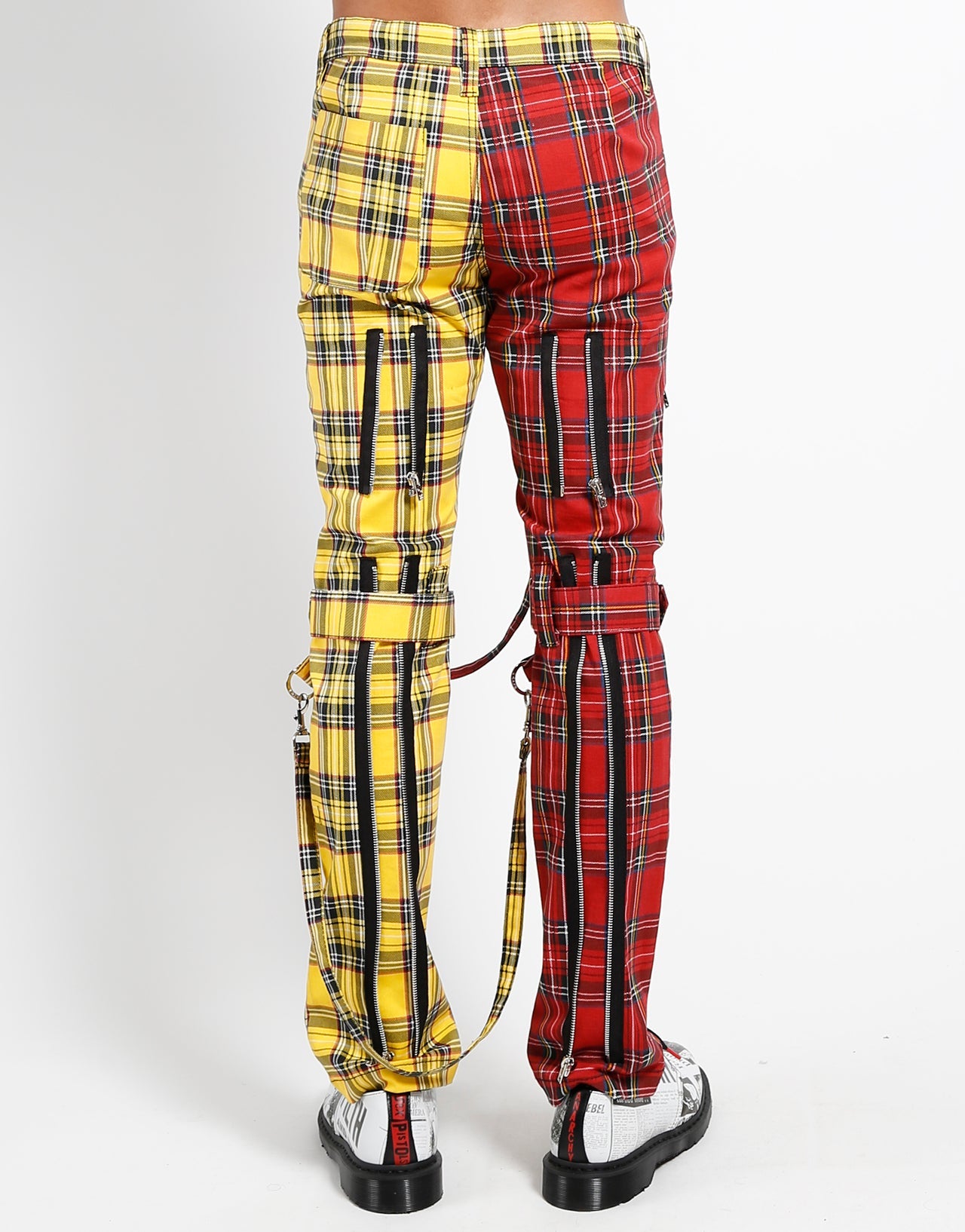 SPLIT LEG BONDAGE PANT RED/YELLOW PLAID