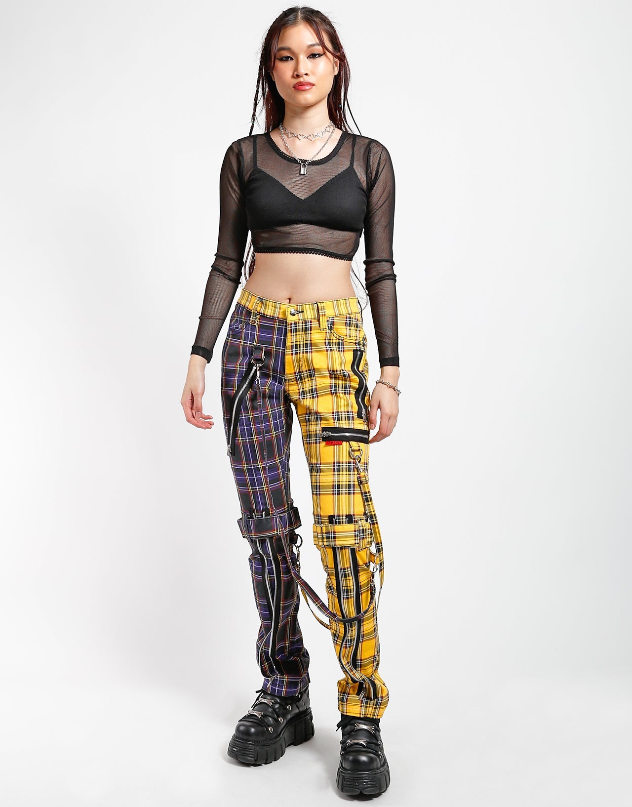 Tripp Nyc Tartan Plaid Bondage Pants Violet / 28