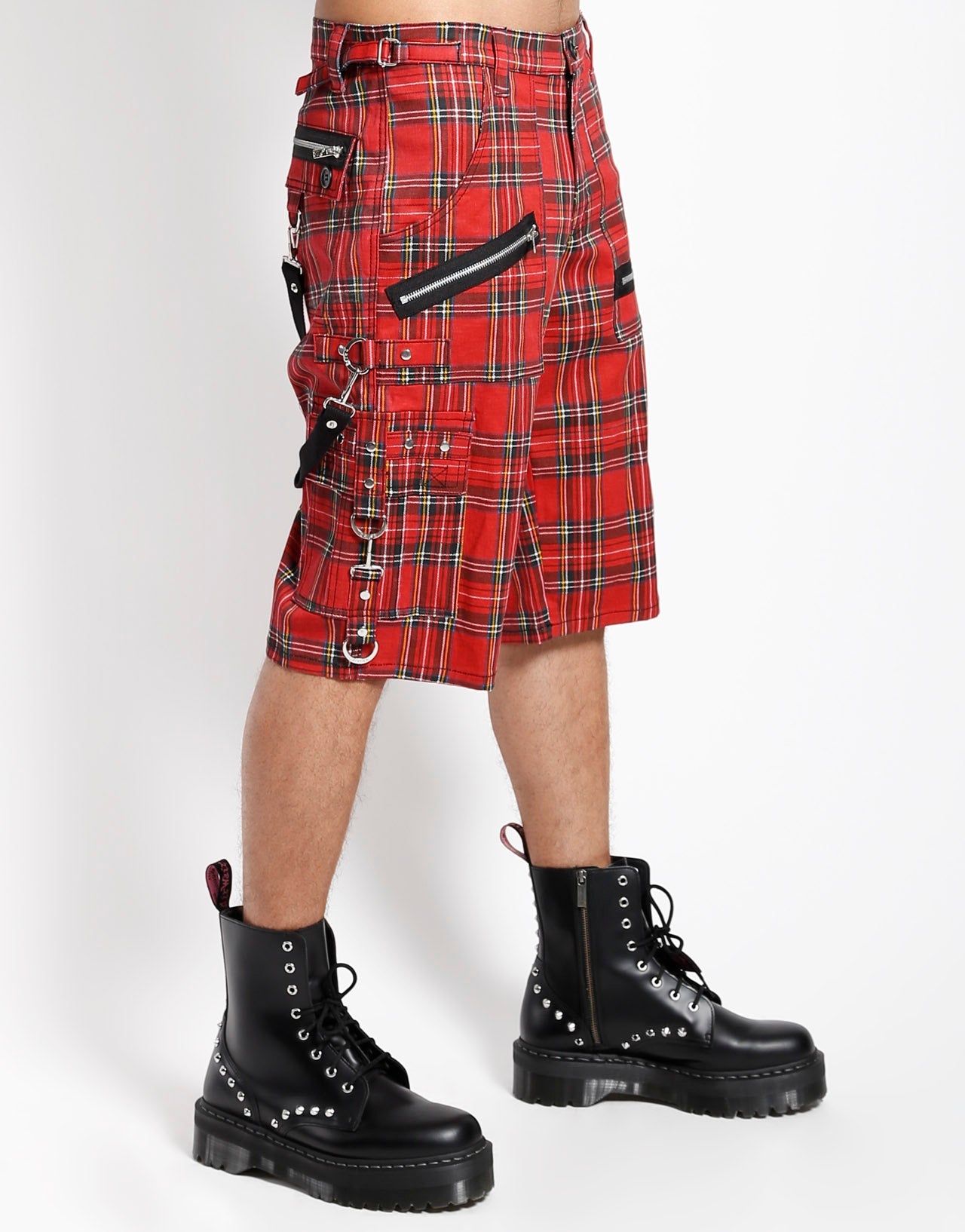 PLAID PUNK SHORT RED PLAID