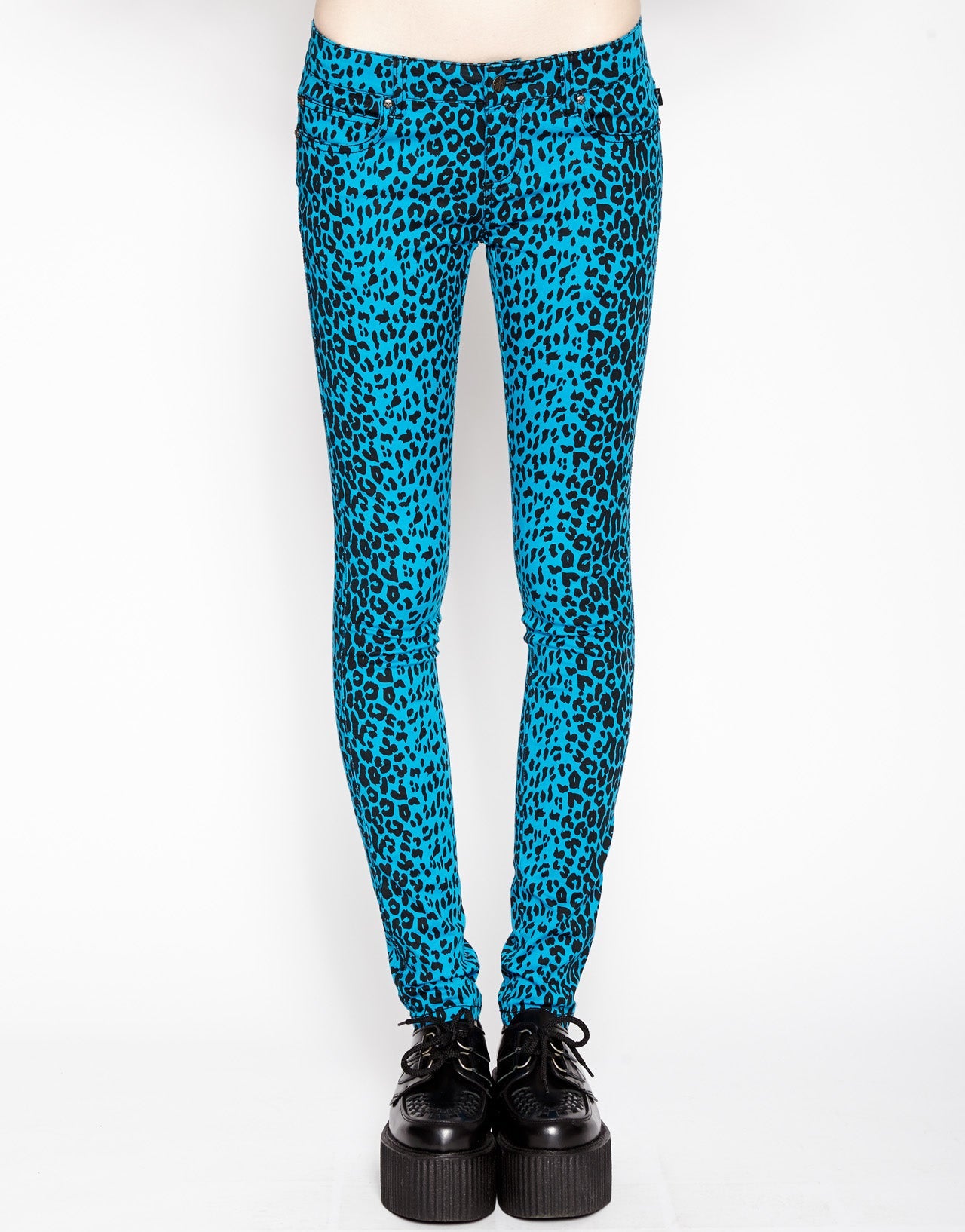 TURQUOISE LEOPARD T-BACK JEAN