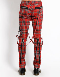 CLASSIC SLIM LEG BONDAGE PANT RED PLAID