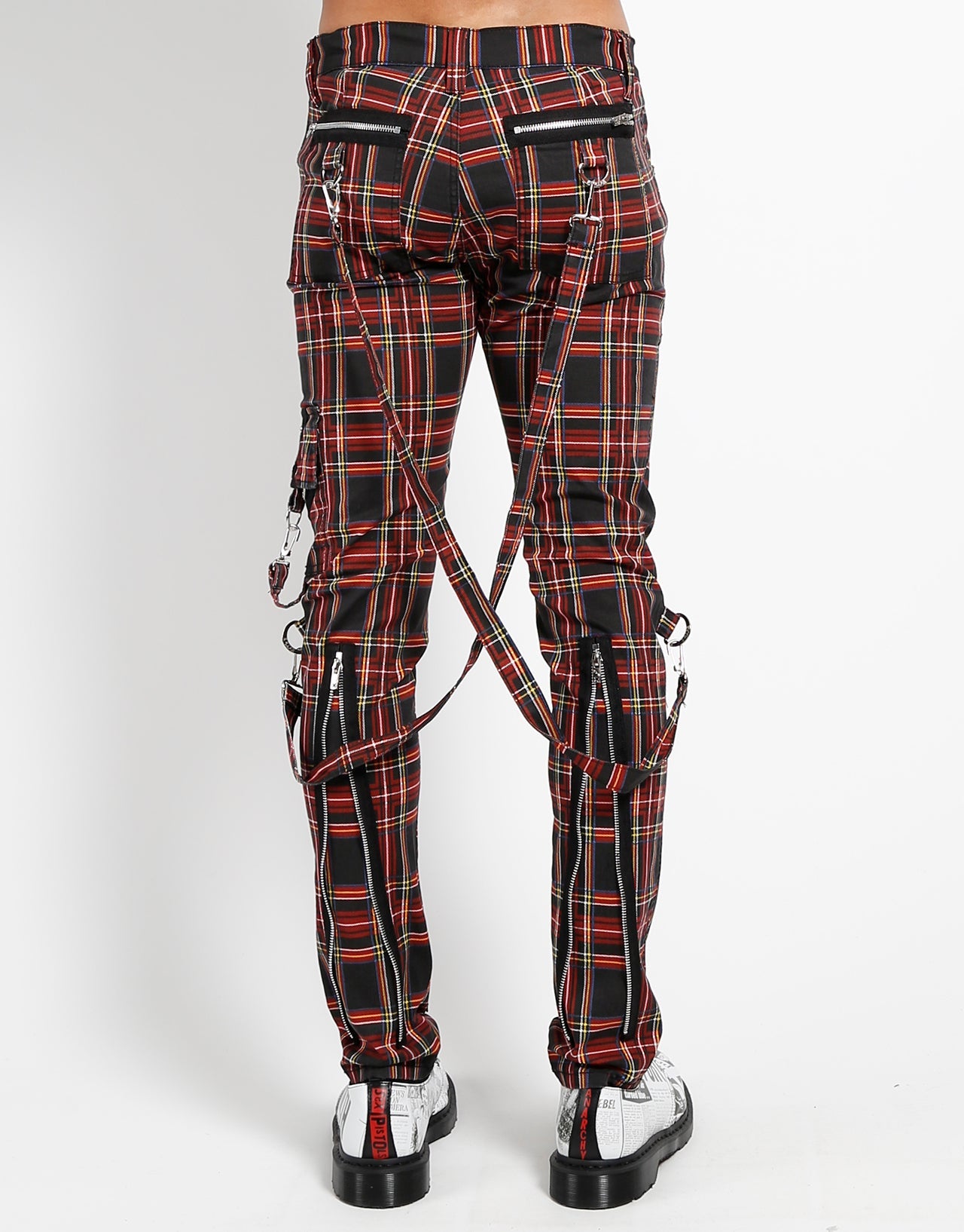 CLASSIC SLIM LEG BONDAGE PANT BLACK PLAID