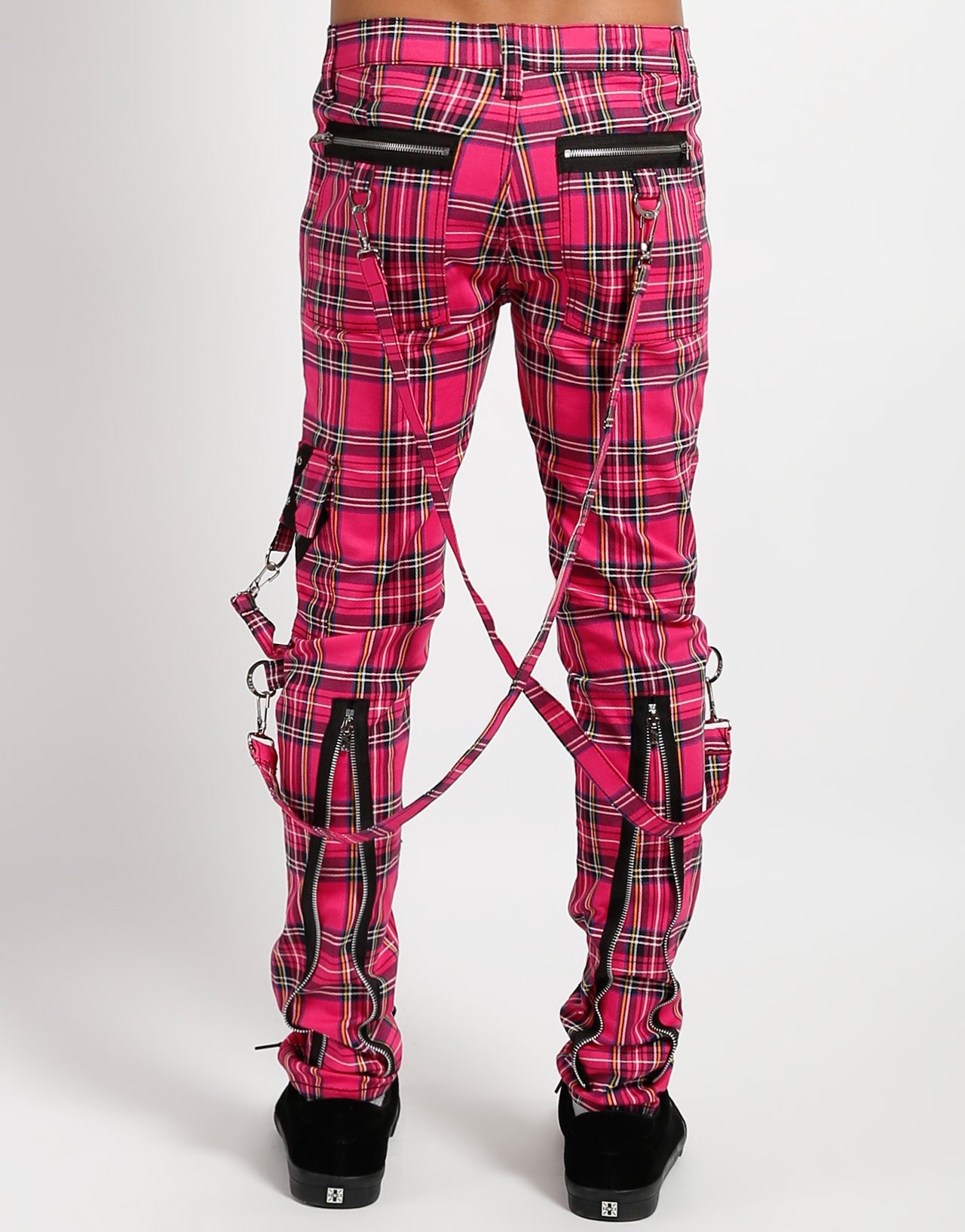 CLASSIC SLIM LEG BONDAGE PANT PINK PLAID