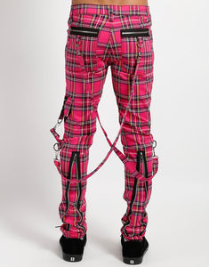 CLASSIC SLIM LEG BONDAGE PANT PINK PLAID