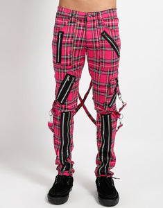 CLASSIC SLIM LEG BONDAGE PANT PINK PLAID