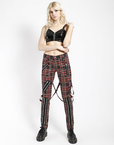 CLASSIC SLIM LEG BONDAGE PANT RED PLAID