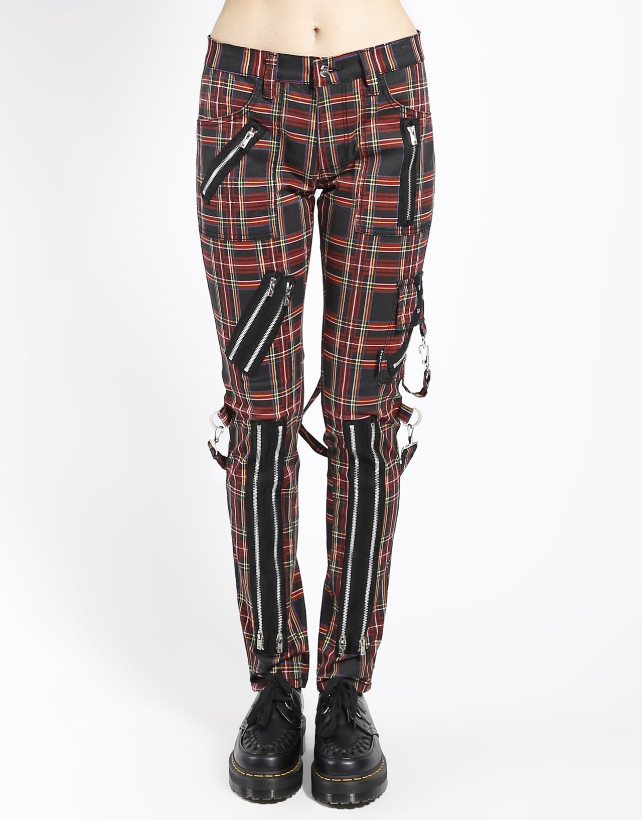 CLASSIC SLIM LEG BONDAGE PANT BLACK PLAID