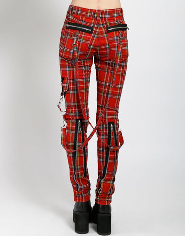 CLASSIC SLIM LEG BONDAGE PANT RED PLAID