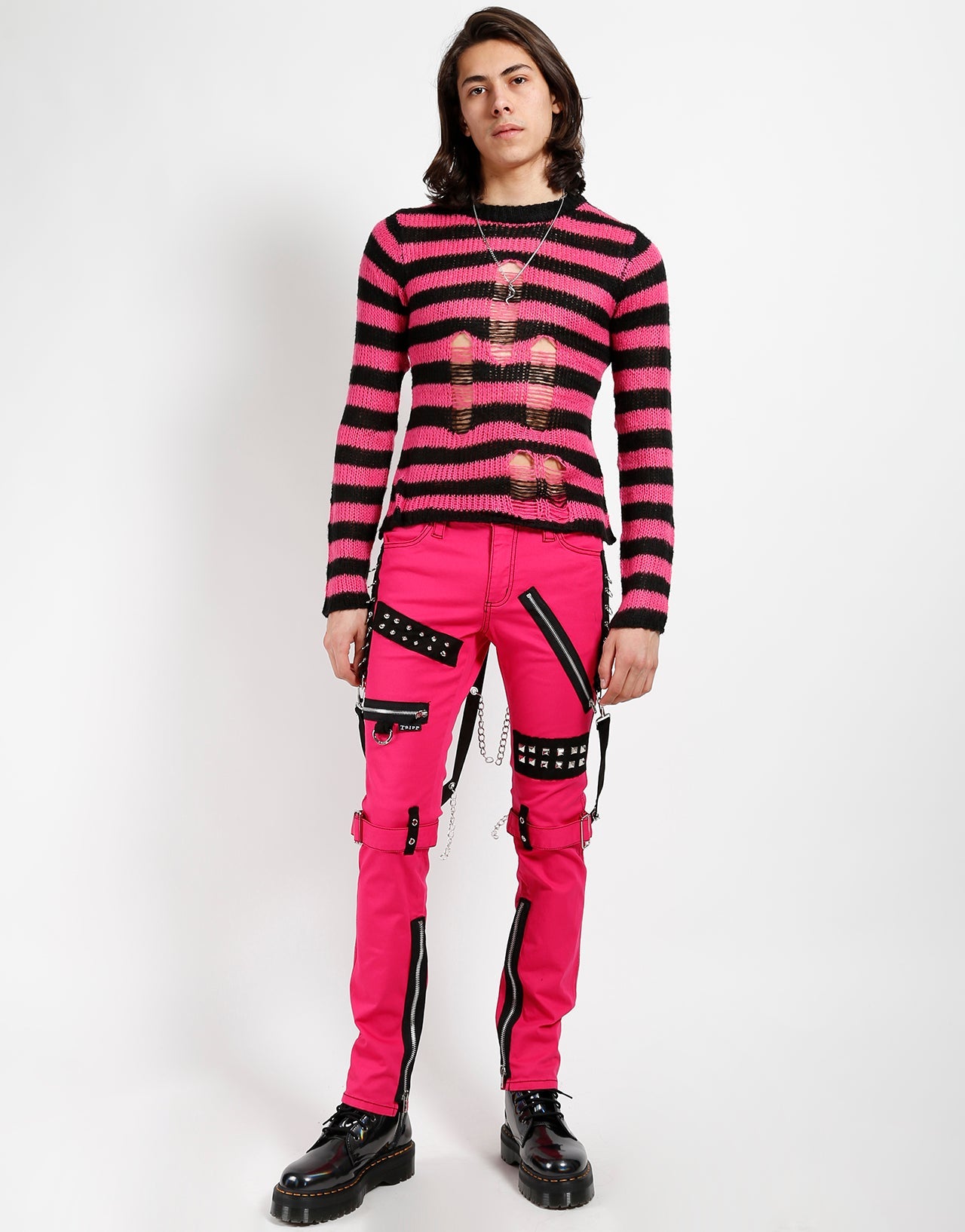 STUDDED BONDAGE PANT PINK