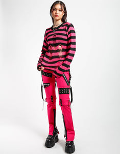 STUDDED BONDAGE PANT PINK