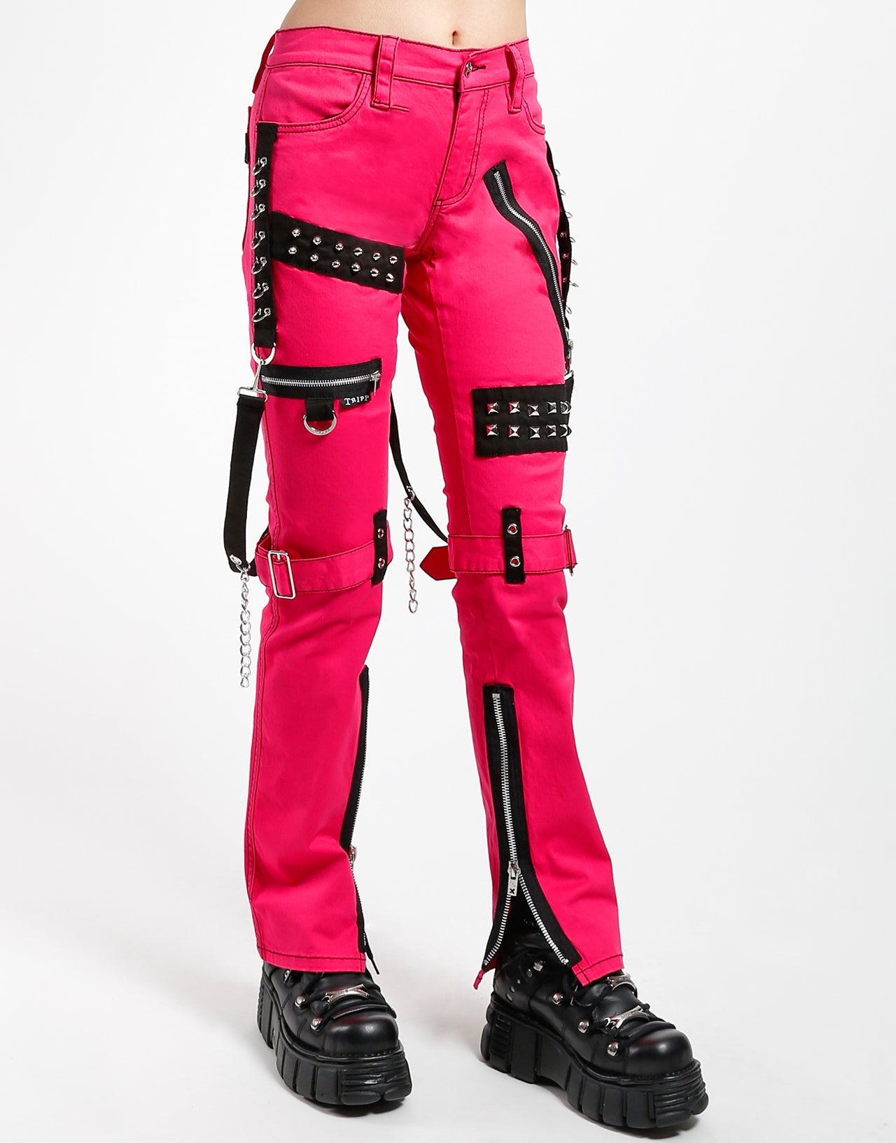STUDDED BONDAGE PANT PINK
