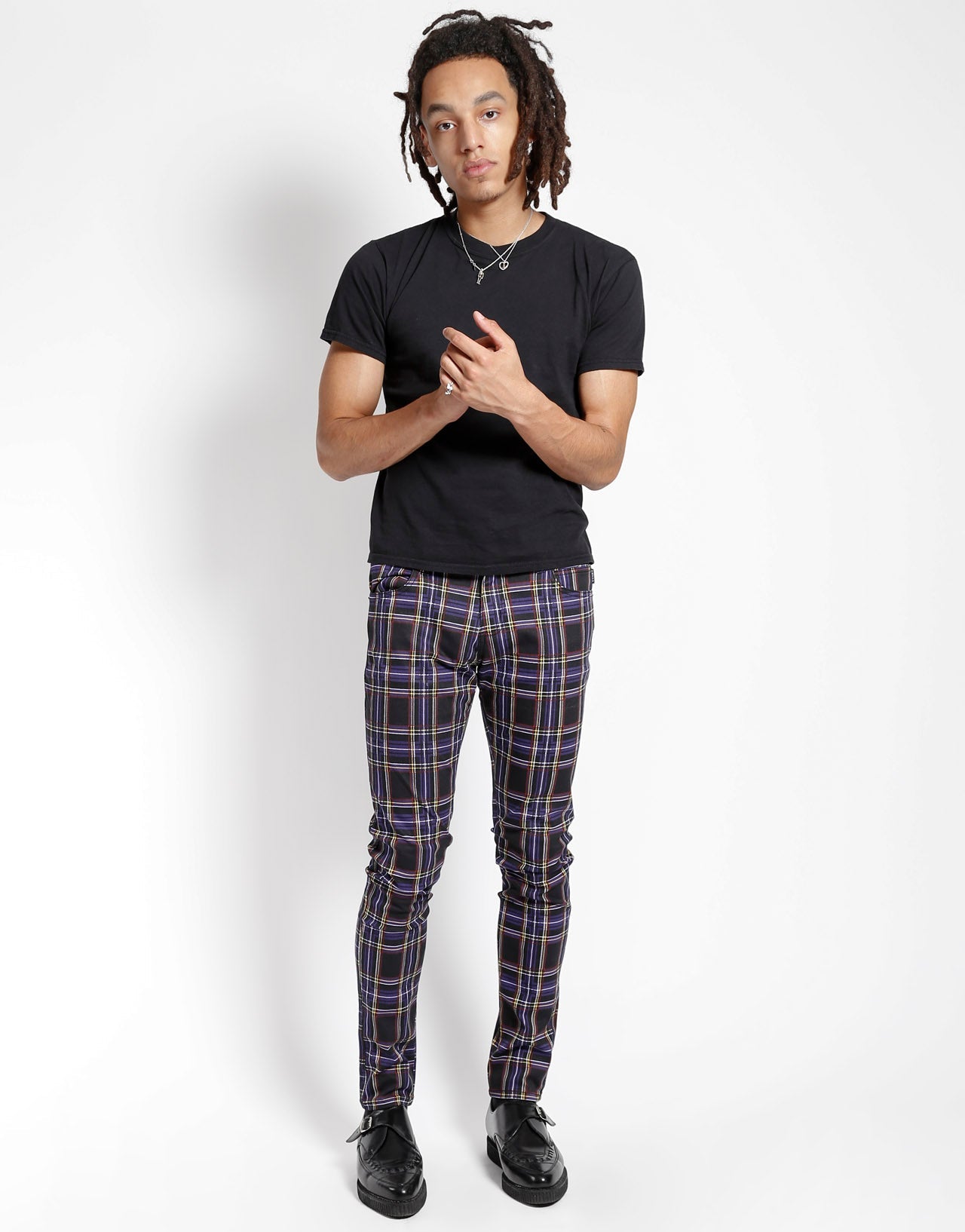 ROCKER JEAN PURPLE PLAID