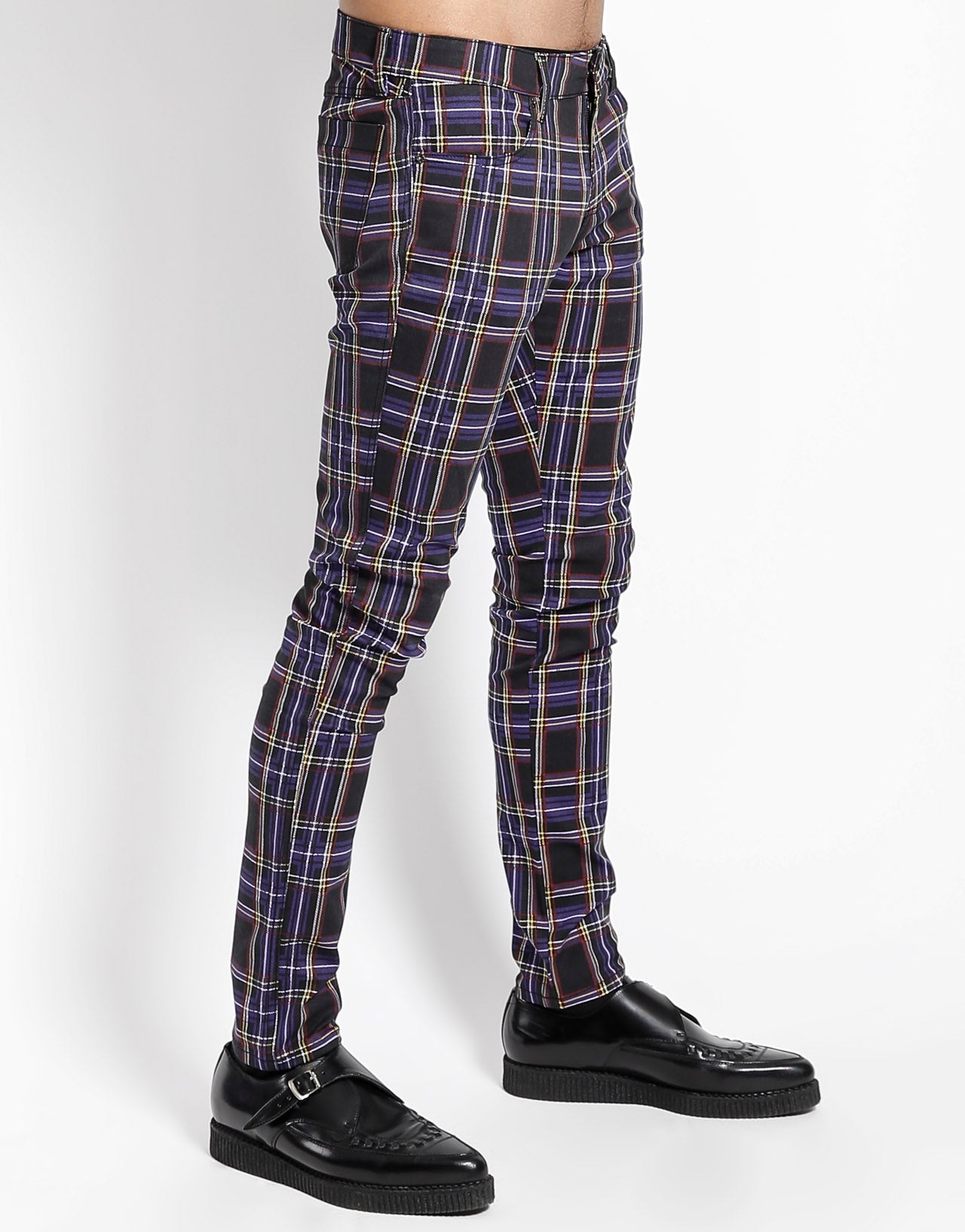 ROCKER JEAN PURPLE PLAID