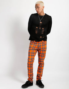 ROCKER JEAN ORANGE PLAID