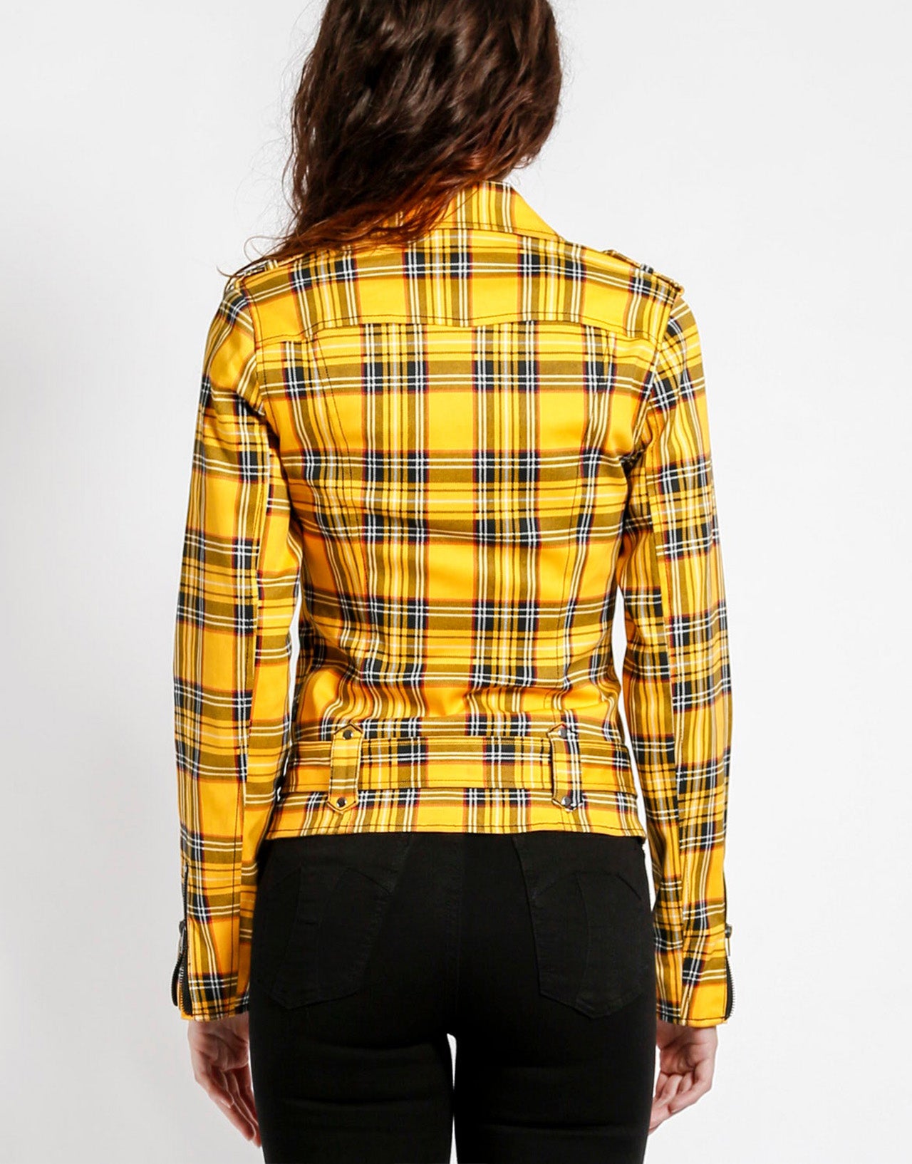 Wild Child Motorcycle Jacket Plaid Print