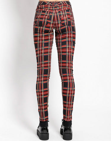 HIGH WAIST T-BACK JEAN BLACK PLAID