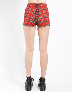 HIGH WAIST CORSET SHORT RED PLAID