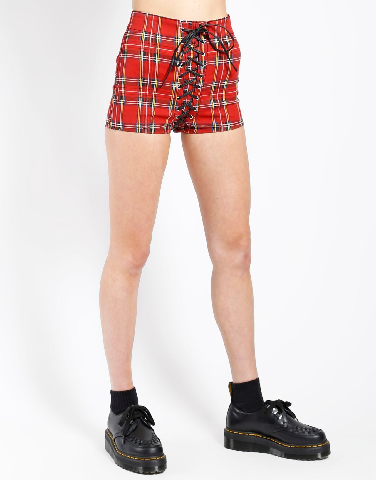 HIGH WAIST CORSET SHORT RED PLAID