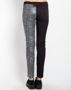 Split Leg Shine On Jeans - Black/Silver