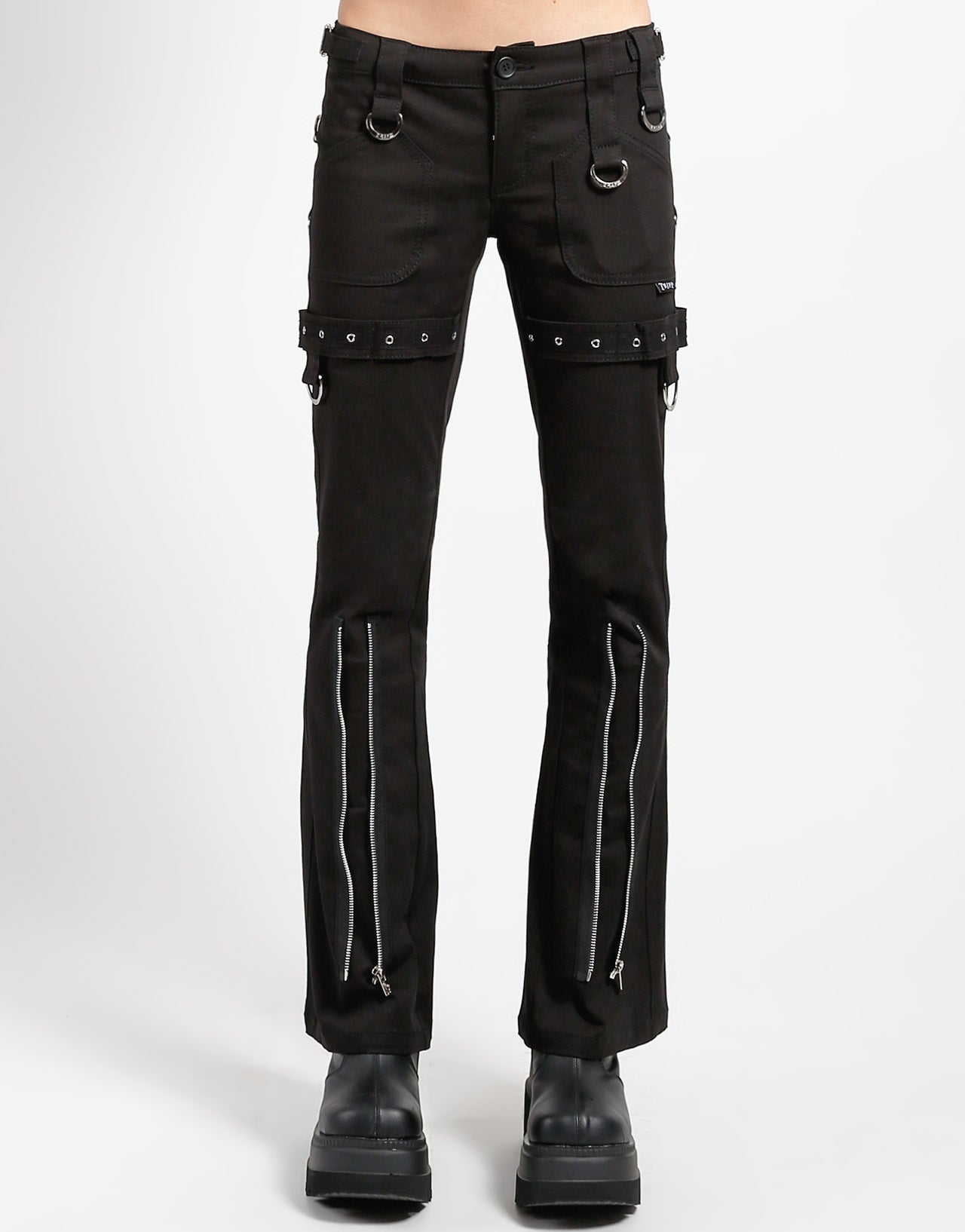 Stylish Black Slim Fit Knee Zipper Jeans