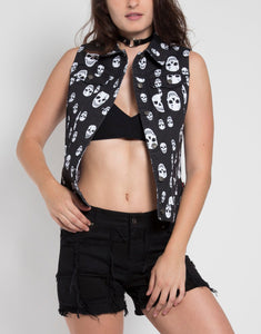 Toxic Skull Jean Jacket Vest