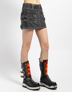 MEGA RING SKIRT BLACK DENIM