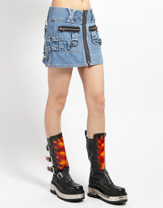 MEGA RING SKIRT LIGHT INDIGO DENIM