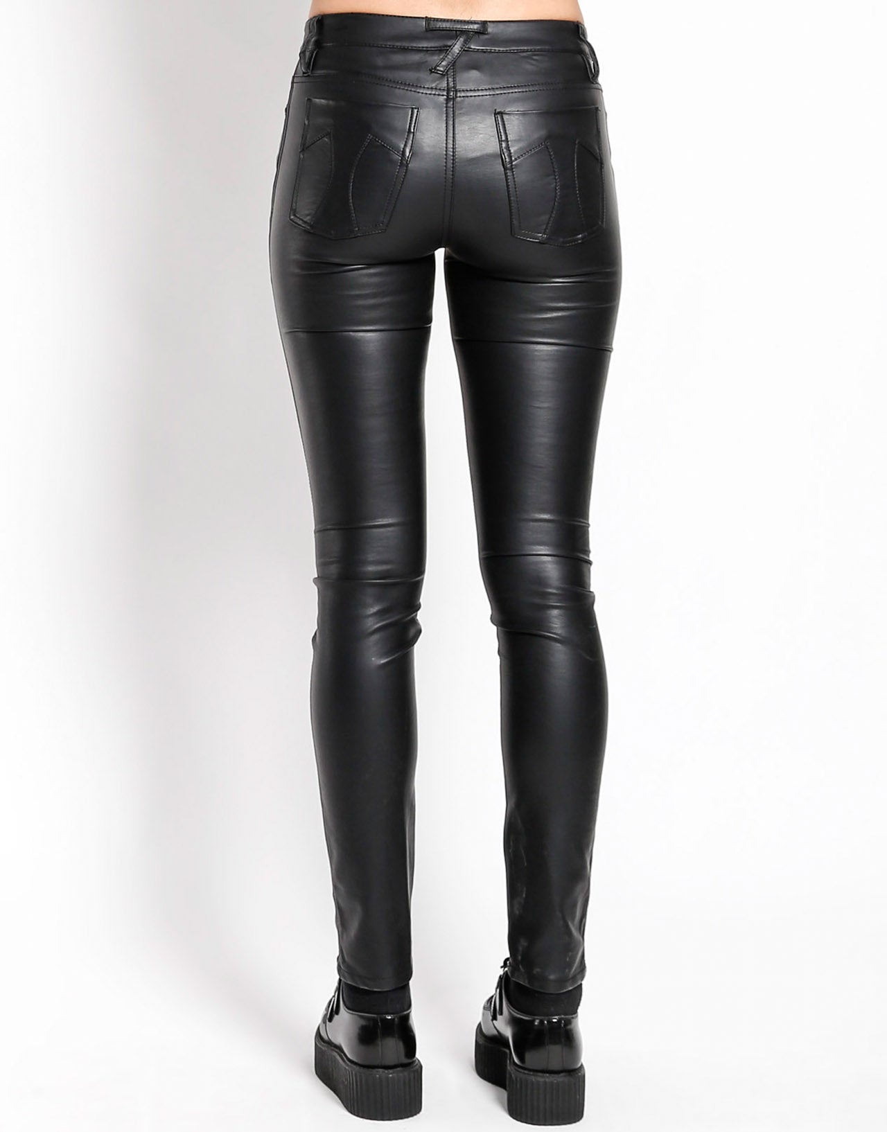 High Waisted Faux Leather Jean