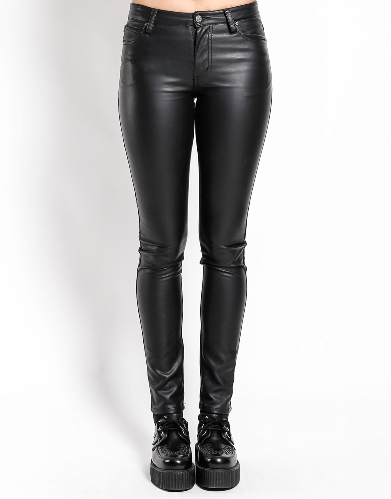 High Waisted Faux Leather Jean